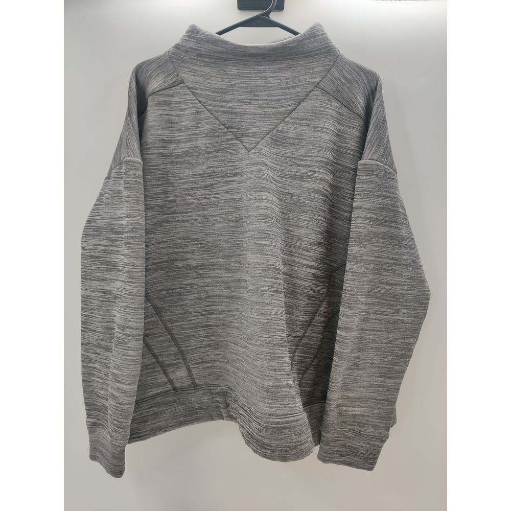 Xersion Womens 0X Gray Space Dye Mock Neck Fleece Pullover Sweatshirt Activewear